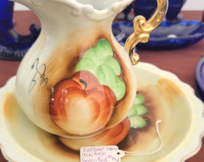 Charming Enco Japan Hand-Painted Pitcher and Plate Set, "Artist-Signed"