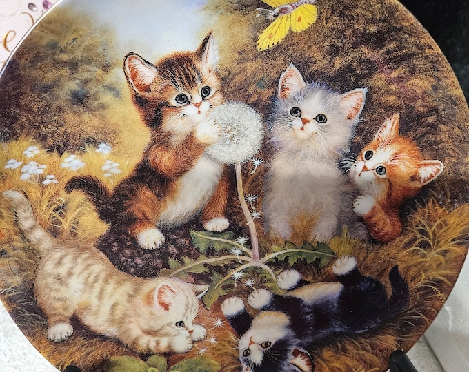 Vintage 90s Fine China Kahla Germany Jurgen Scholz Kitten Expeditions Dish #6 C4/9