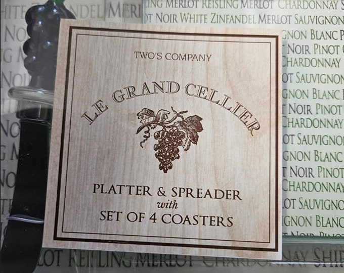 Le Grand Cellier Wine Cheese Platter Set: Spreader & Coasters