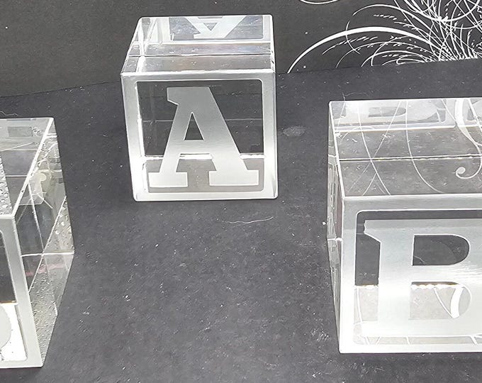 Steuben Baby's Block Paperweights F2/3