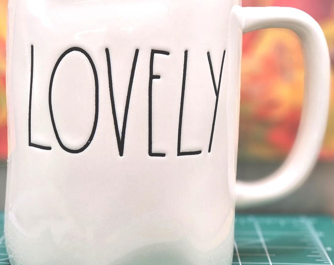 Vintage Rae Dunn Artisan collection Never Used  "Lovely" Rae Dunn Motivational Mug B6/22