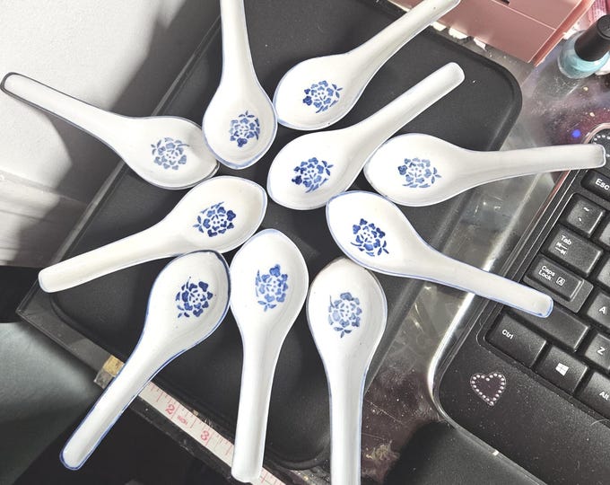 Rare set of 10 Chinese Soup spoons B8/13