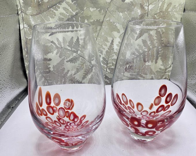 Vintage murano style stemless glasses wine glass F9/20