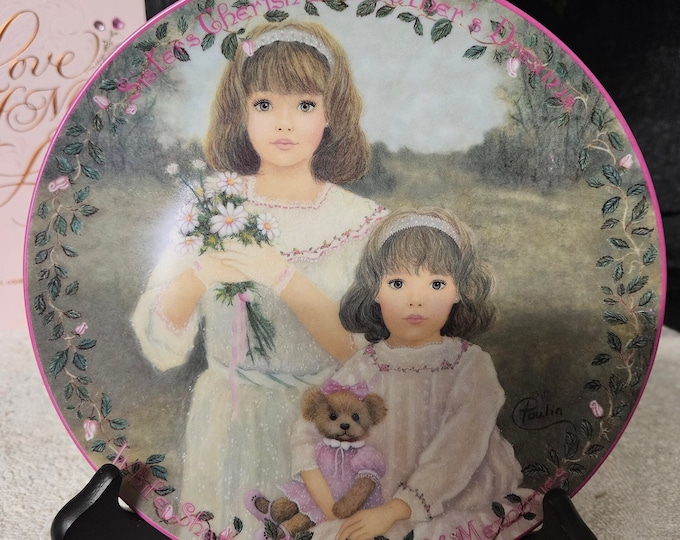 Vintage Kindred Moments Plate No. 5985A, Cherished Dreams Limited Edition by Chantal Poulin, Bradford Exchange 1996, 7th Issue C4/10