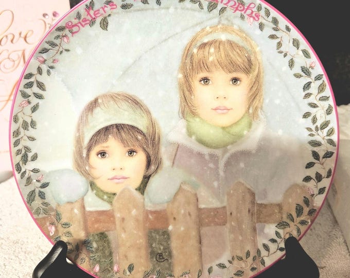 Vintage Kindred Moments Plate No. 540A, Sisters Share, Limited Edition by Chantal Poulin, Bradford Exchange 1997, 11th Issue C4/7