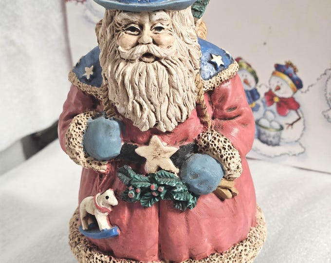 Midwest Primitive Uncle Sam Santa Claus Resin Figurine - American Folk Christmas Decor. C5/32