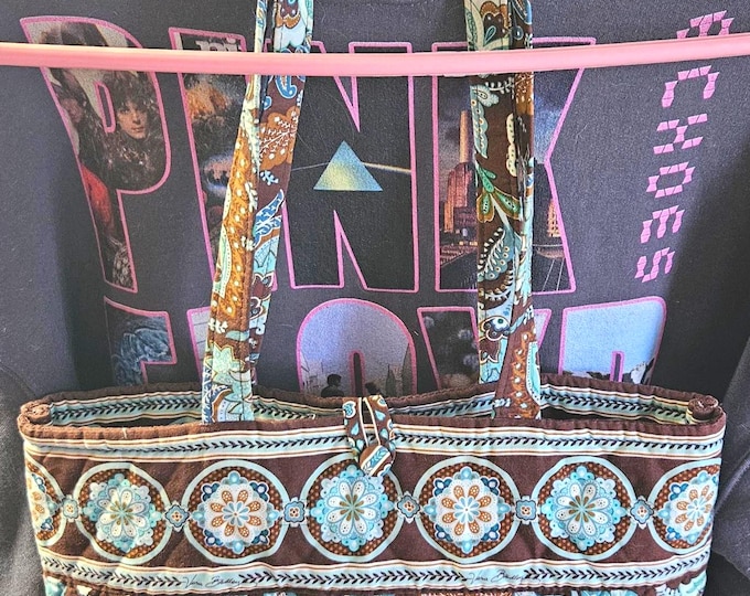 Vera Bradley Java Blue Tote Bag - Bottom Closure, Shoulder Purse for Travel and Work Days.