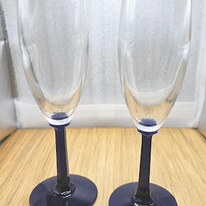 Vintage cobalt blue stem champagne flutes set of 2 C2/2/24
