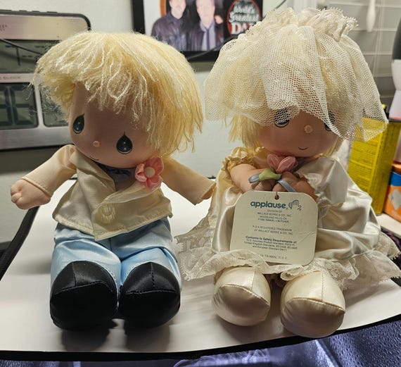 Vintage Precious Moments Musical Plush Bride Groom Dolls C2 11 Etsy