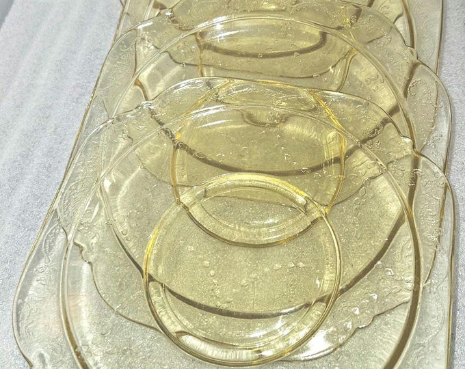 1932 Set of 4 Federal Depression Glass Amber Madid 6" Plates Yellow B7/10