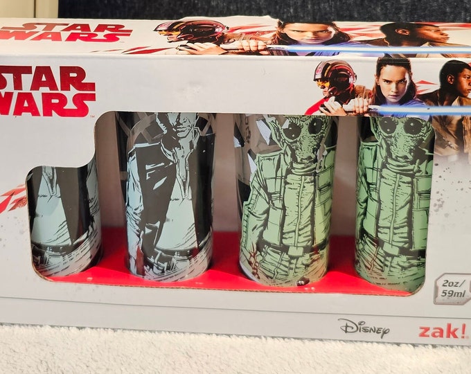 Star Wars Han Solo & Greedo Tall Shot Glass Collector Set of 4 (2 oz) Disney NEW