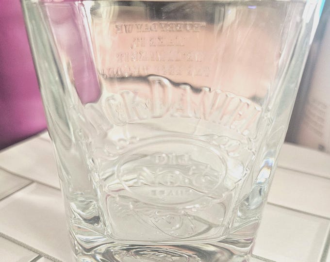 Vtg Jack Daniels Tennessee Whiskey 8 Oz Rocks Drink Glass Etched Design Barware A8/11