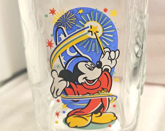 Vintage Mickey Mouse Fantasia Wizard Glass 2000 Walt Disney World Epcot McDonald's, Vintage Collectible. c8/1 D1/7