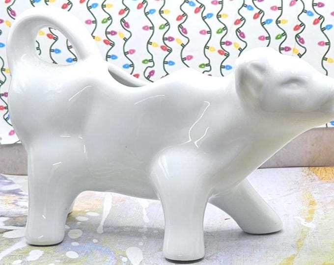 Over And Back Cow Calf Ceramic Milk Creamer Pitcher White Figurine B2/11