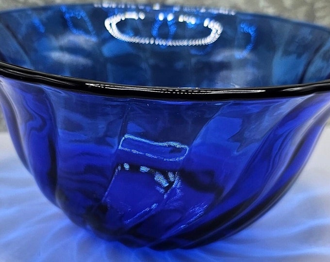Cobalt Blue Swirl Serving Mixing Glass Large Bowl F10/12