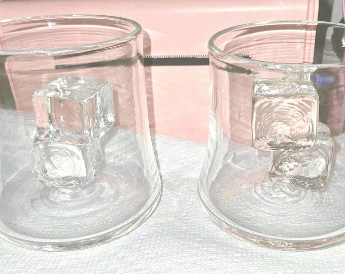 Set of 2 "Ice Glass" Rock Whiskey Glasses Signed Mayberry 08 B6/14