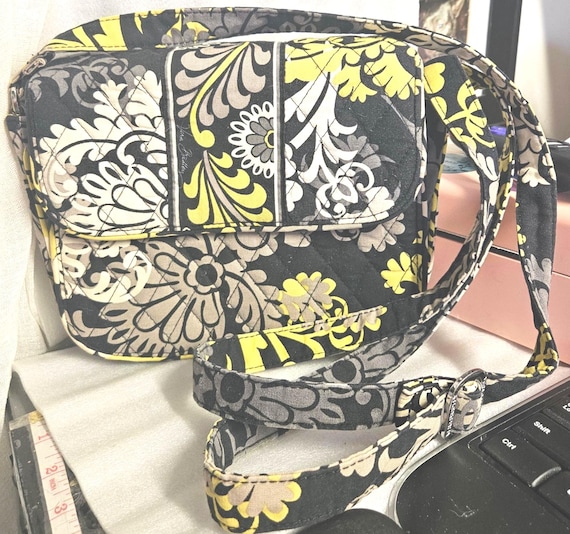 Vera Bradley Baroque Crossbody Bag | Black Yellow White Floral