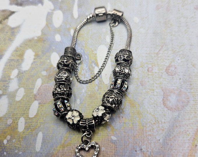 18k gold white plated crystal heart charm Bracelet