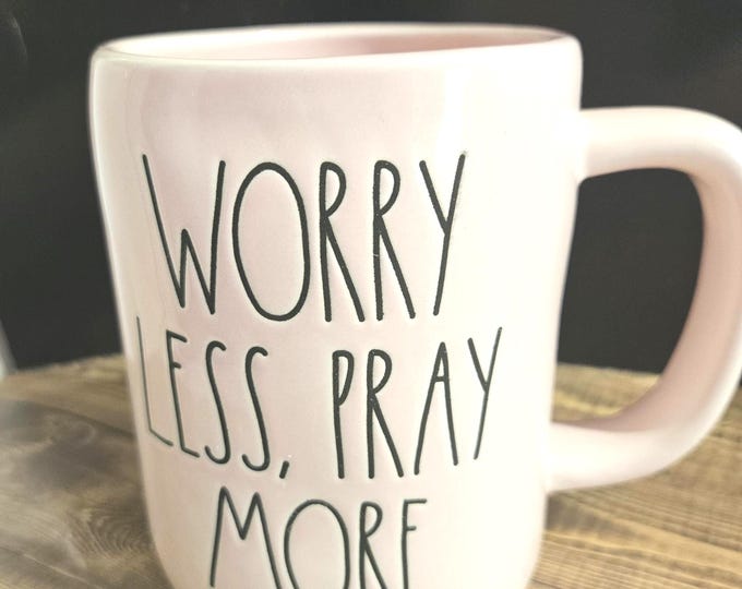 Rae Dunn Worry less, pray More pink cup RD3