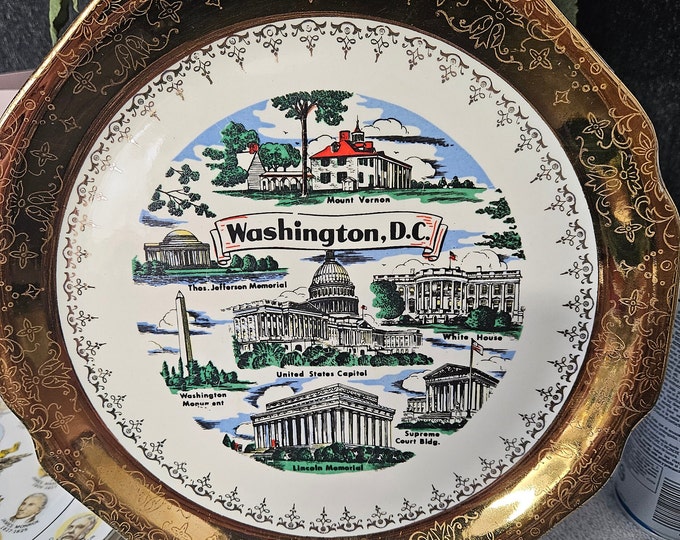 Vintage collector 1961 Sarkes Tarzian Radio TV Advertising Sign Souvenir Plate Washington DC 14k gold trim