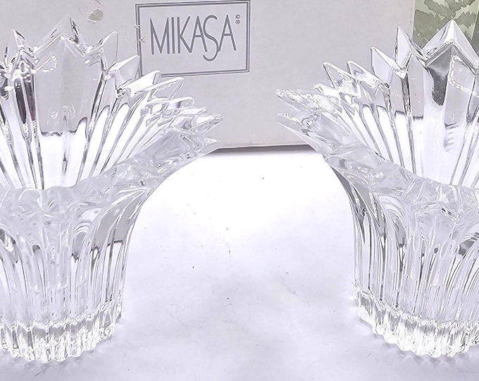 New Mikasa  ice splash set of 2 candle holders  A10/2