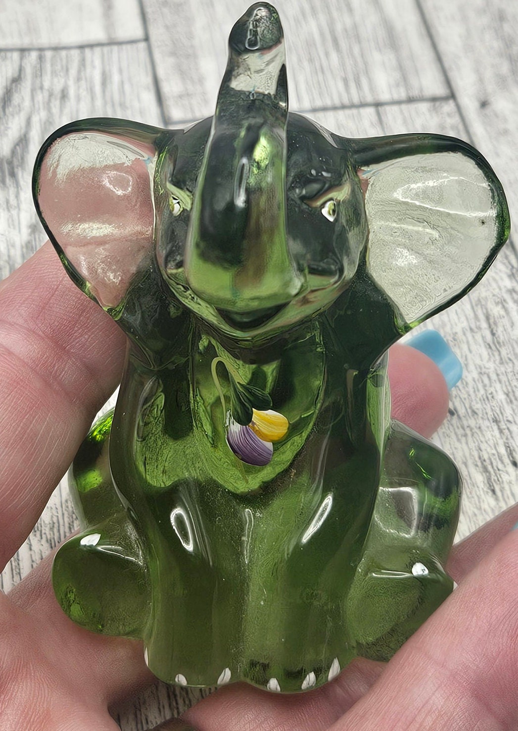 Fenton Art Glass Collectible Green Elephant Figurine Signed A8/12 Etsy