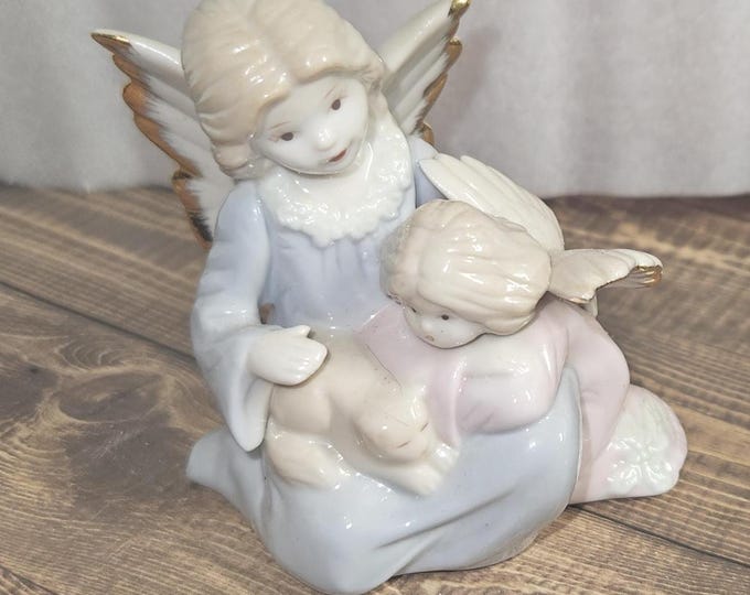 2005  Russ Berrie The first noel 15205 porcelain 12k Gold Plated Accent Angels A1/10