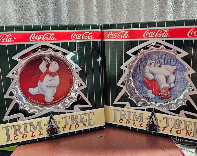 Vintage set of 2 1999 coca- cola trim your tree ornaments C1/21