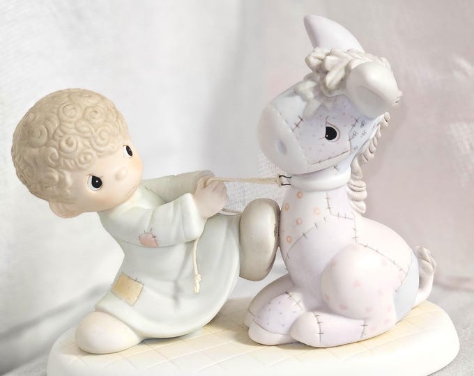 1987 Precious Moments Figurine "We're pulling for you" 106151 Box3/29