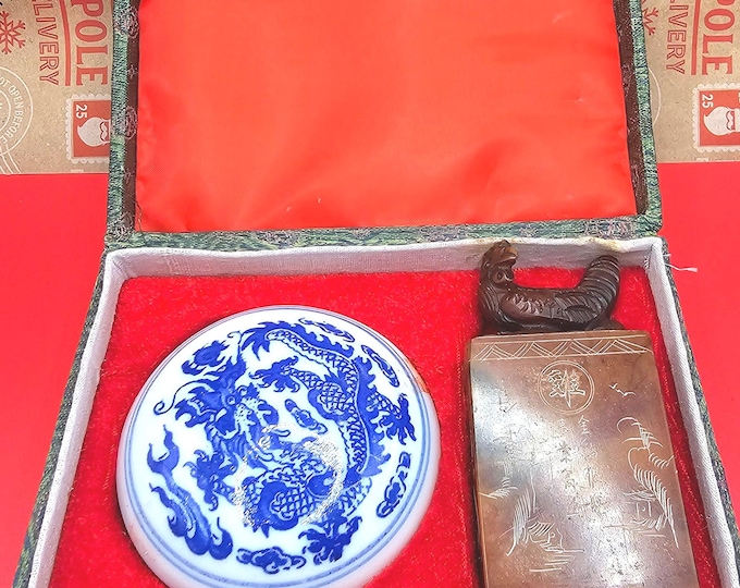 Vintage Carved Chinese Rooster Soapstone Figural Chop Seal B9/22