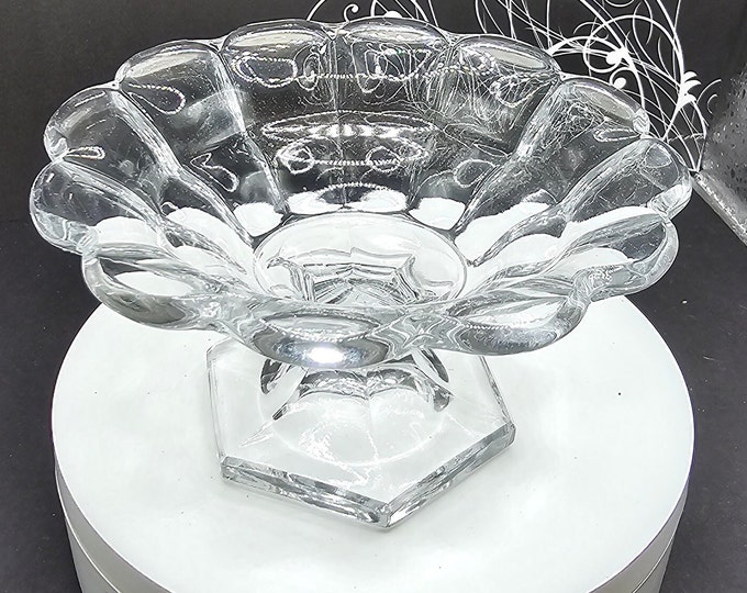Vintage Palonia 24% Lead Crystal Pedestal Candy Dish F2/41