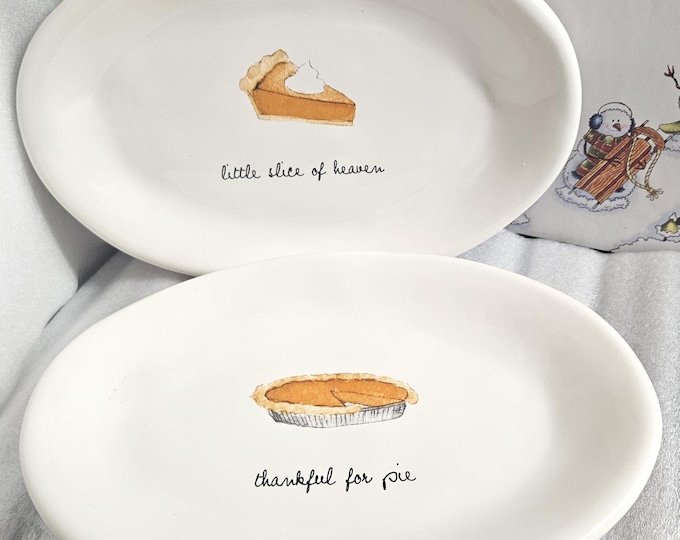 Set of 2 Rae Dunn Magenta Thankful For Pie Little Slice Of Heaven RD18