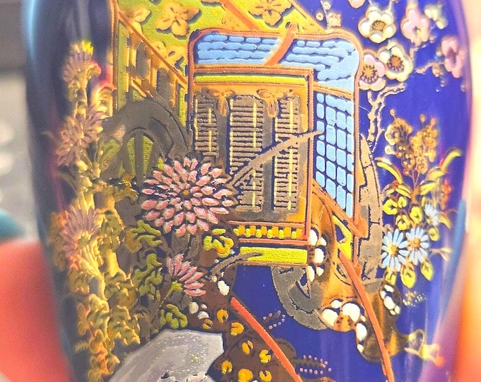 Vintage Japanese cobalt miniature 4 inch vase C10/22