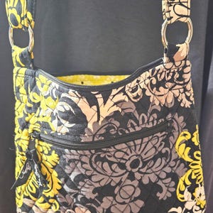 Vera Bradley Deco Petal Yellow and Black Crossbody Bag and Wallet Set - Retired.