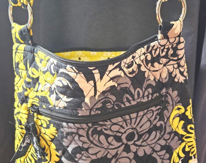 Vera Bradley Deco Petal Yellow and Black Crossbody Bag and Wallet Set - Retired.