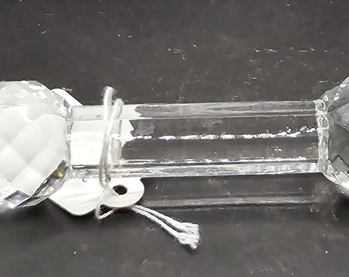 Vintage ACC Handmade Lead Crystal Knife Rest Poland Diamond Faceted Barbell Ends A2/