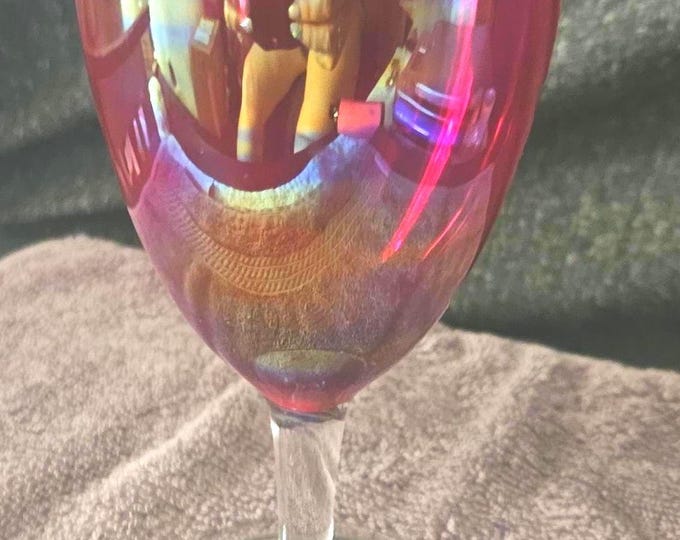 Vintage flashed cranberry wine goblet D5/20