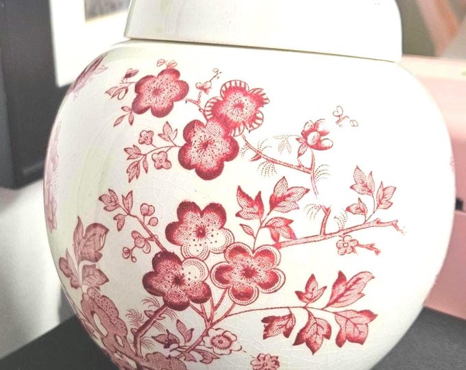 Masons Ironstone Manchu Ginger Jar Pink rose F5/6