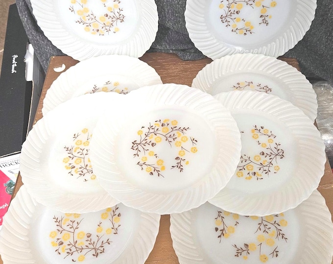 Vintage Termocrisa Milk Glass Bowls - Floral Harvest Pattern - Set of 9