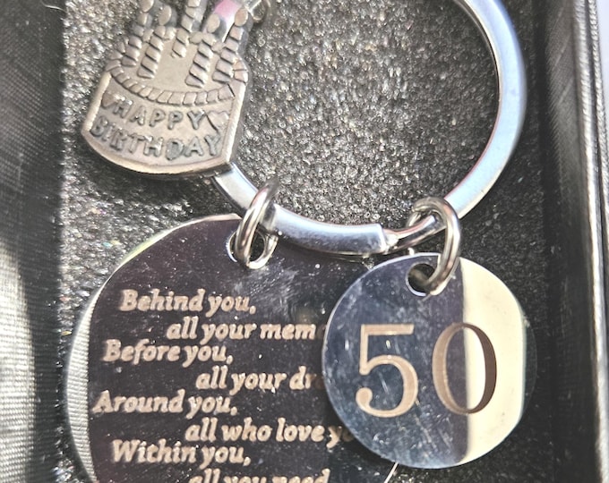 Happy 50th Birthday Keychain (Shelf)