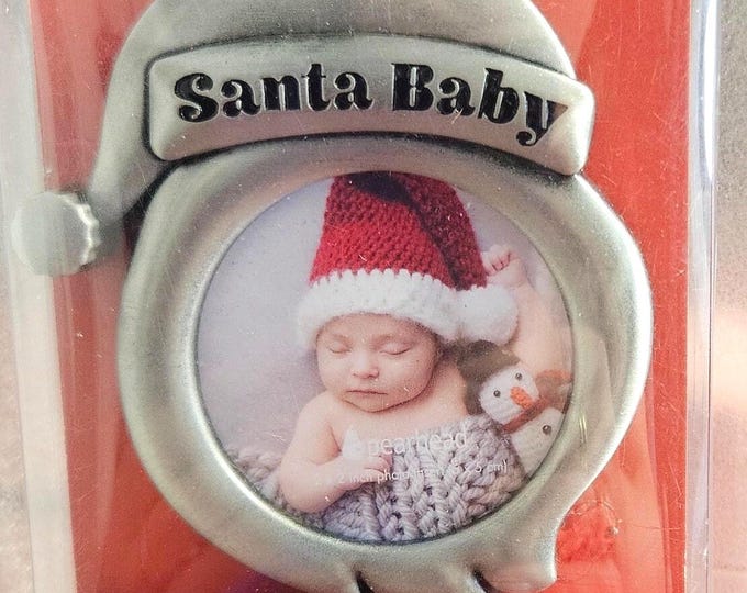 Pearhead Holiday Santa Baby Frame Silver Ornament Keepsake First Christmas C1/17