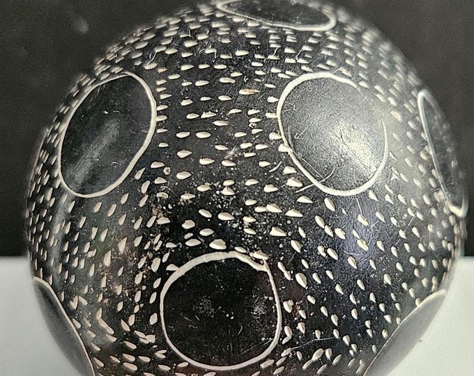 Handcrafted Kenyan Soapstone Egg -black and white design A1/35