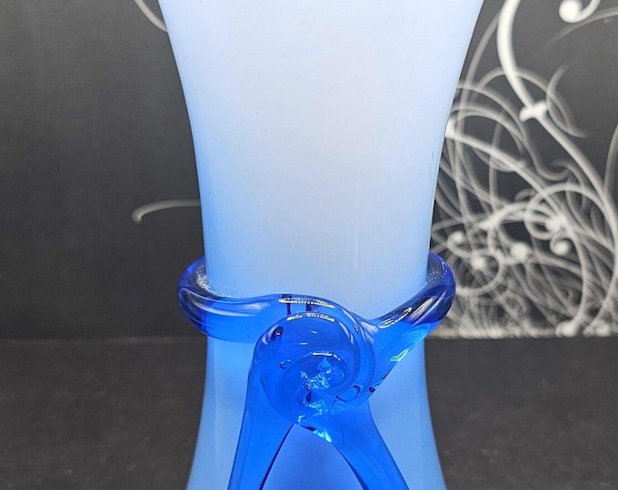 Art Nouveau Style Cased Glass Vase With Applied Ribbon F3/45