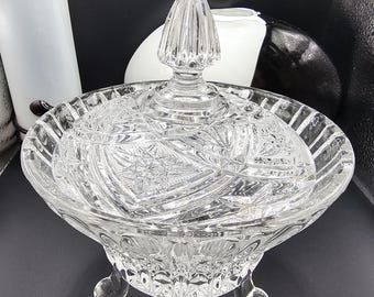 Plato para dulces vintage de cristal de plomo con tapa y base B10/01