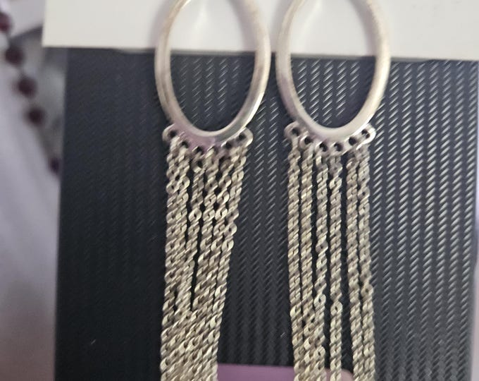 Vintage long silver earring Specialty chain jewelry