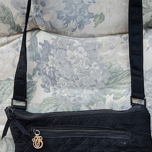 Vera Bradley Quilted Black Purse Gold Charm USA Made Discontinued Style & Tag