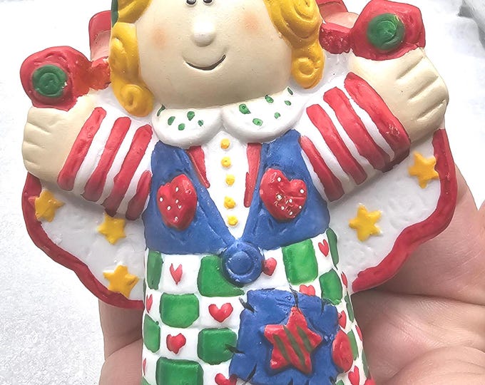 Vintage Hand-Painted Angel from the International Christmas Follies collection by Sue Dreamer, 1994, D7/8.