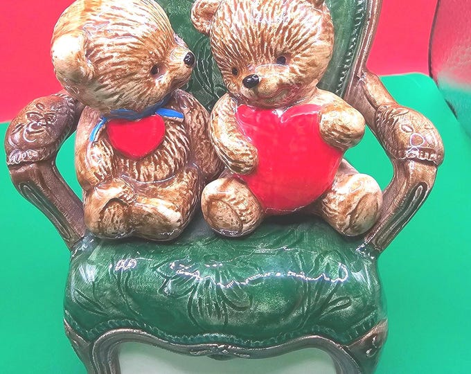 Vintage Otagiri Teddy Bears On Chair Music Box Love Makes... Christmas Decor B5/03