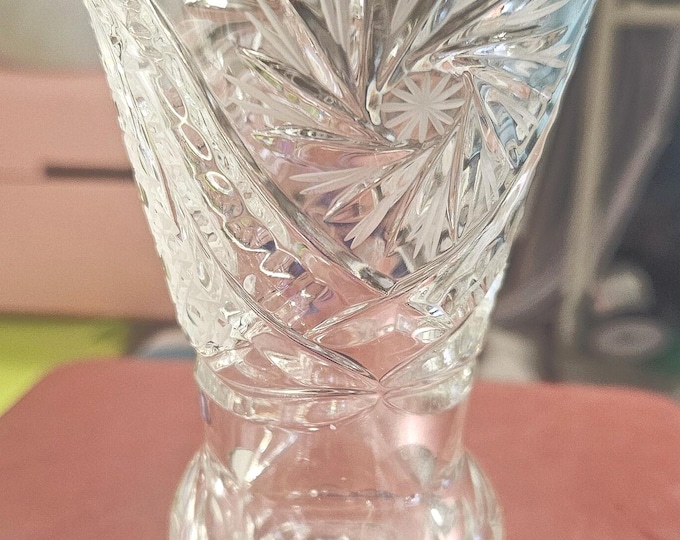 Rare Russian 4.5 inch Vase with Wheel Cut Crystal C10/14