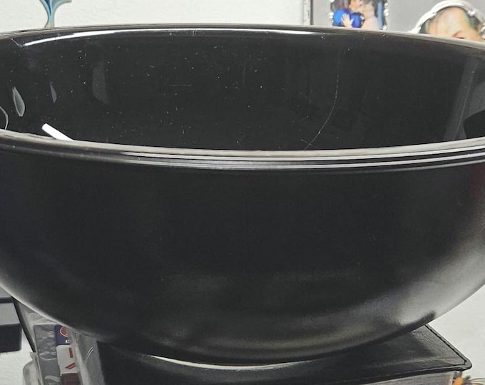 Vintage Pyrex Clear Bottom BLACK MIXING BOWL #325 Oven Broiler Stovetop 2.5L B7/4